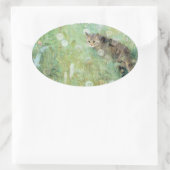 Sticker Ovale Chat dans la prairie estivale, Bruno Liljefors (Sac)
