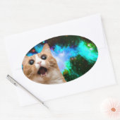 STICKER OVALE CHAT ESPACE GALAXY (Enveloppe)