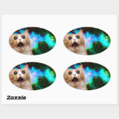 STICKER OVALE CHAT ESPACE GALAXY (Feuille)
