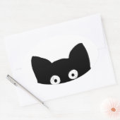 Sticker Ovale Chat noir (Enveloppe)