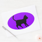 Sticker Ovale Chat noir (Enveloppe)