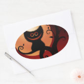 Sticker Ovale Chat noir de Whimsical (Enveloppe)