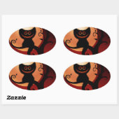Sticker Ovale Chat noir de Whimsical (Feuille)