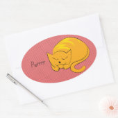 Sticker Ovale Chat orange dormant (Enveloppe)