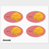 Sticker Ovale Chat orange dormant (Feuille)