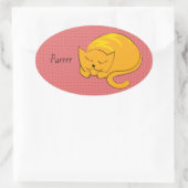 Sticker Ovale Chat orange dormant (Sac)