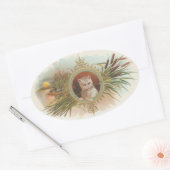 Sticker Ovale Chat vintage (Enveloppe)