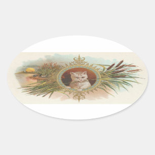 Sticker Ovale Chat vintage