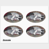 Sticker Ovale Chaton couchant (Feuille)