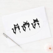 Sticker Ovale Chats noirs et blancs | Trois sages chatons (Enveloppe)