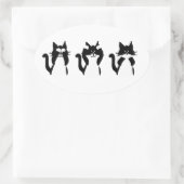 Sticker Ovale Chats noirs et blancs | Trois sages chatons (Sac)