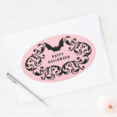 Sticker Ovale Chauffage rose Damas chauves-souris et araignée Ha (Enveloppe)