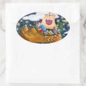 STICKER OVALE CHAUSSURES NÉERLANDAISES PÈRE NOËL SHIP, ICEBERGS, (Sac)