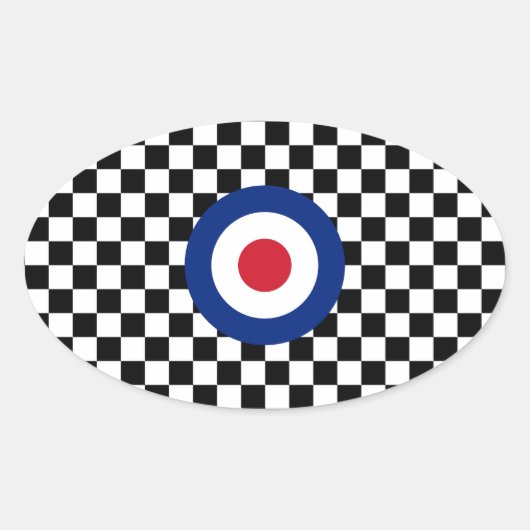 Sticker Ovale Checkered Black Racing Target Mod (Devant)