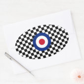 Sticker Ovale Checkered Black Racing Target Mod (Enveloppe)