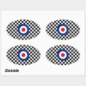 Sticker Ovale Checkered Black Racing Target Mod (Feuille)