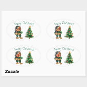 Sticker Ovale Cheeky Christmas Troll et Tree Delight (Feuille)