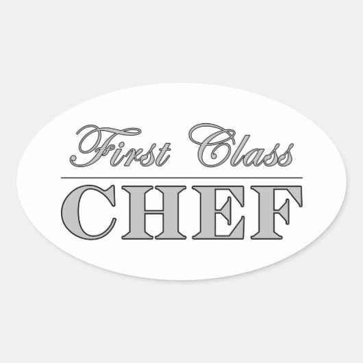 Sticker Ovale Chefs Fun Stylo : Chef de Première Classe (Devant)