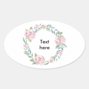Sticker Ovale Chemise rose pastel nom ou texte personnalisable
