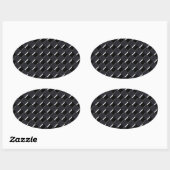 Sticker Ovale Chèques en noir sur style noir (Feuille)