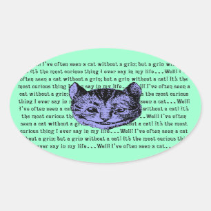 Sticker Ovale Cheshire Cat - Vintage Alice au pays des merveille