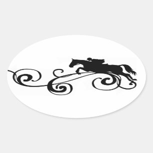Sticker Ovale Cheval andalou russe galopant