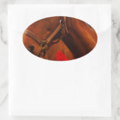 Sticker Ovale Cheval avec Bow rouge (Sac)