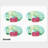 Sticker Ovale Cheval Blanc Coeur Rouge Saint Valentin (Feuille)