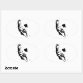 Sticker Ovale Cheval de course (Feuille)