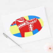 Sticker Ovale Cheval de la Suède Dala (Enveloppe)
