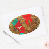 Sticker Ovale Cheval de Noël (Enveloppe)