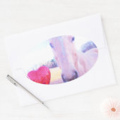 Sticker Ovale Cheval jaune et Coeur rouge (Enveloppe)