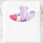 Sticker Ovale Cheval jaune et Coeur rouge (Sac)