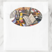 Sticker Ovale Cheval Pipe Fleur rouge par Joan Miro (Sac)