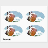 Sticker Ovale Cheval souriant (Feuille)