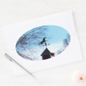 Sticker Ovale Cheval Vane Météo Ciel Bleu (Enveloppe)