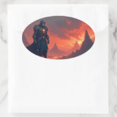 Sticker Ovale Chevalier noir de la flamme (Sac)