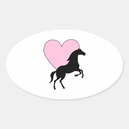 Sticker Ovale Chevaux et amour (Devant)