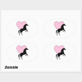 Sticker Ovale Chevaux et amour (Feuille)