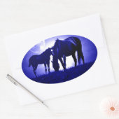 Sticker Ovale Chevaux et nuit bleue (Enveloppe)