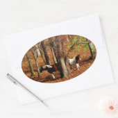 Sticker Ovale Chevaux jumeaux Brown et blancs (Enveloppe)