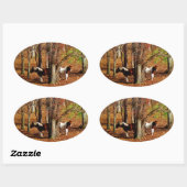 Sticker Ovale Chevaux jumeaux Brown et blancs (Feuille)