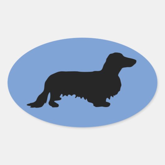 Sticker Ovale Cheveux longs Dachshund - Silhouette 1 (Devant)