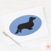 Sticker Ovale Cheveux longs Dachshund - Silhouette 1 (Enveloppe)