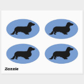 Sticker Ovale Cheveux longs Dachshund - Silhouette 1 (Feuille)