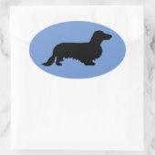 Sticker Ovale Cheveux longs Dachshund - Silhouette 1 (Sac)