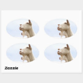 Sticker Ovale Chèvre Saanen (Feuille)