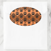 Sticker Ovale Chevron Orange Brown Avec Motif Paw Chien (Sac)