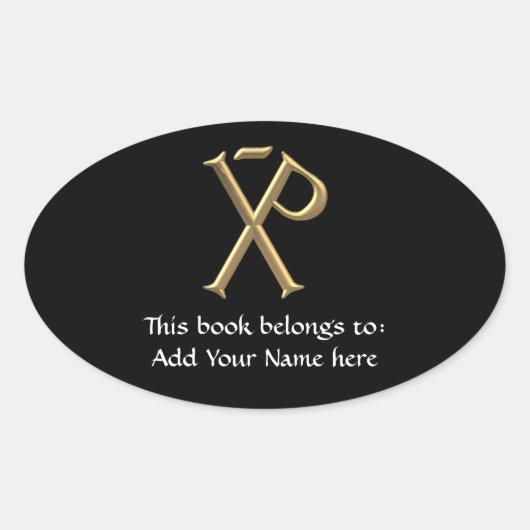 Sticker Ovale Chi-Rho 3 D D'Or (Devant)