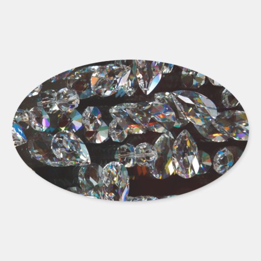 Sticker Ovale Chic Black Diamond Chrystal Cadeaux Motifs Abstrai (Devant)